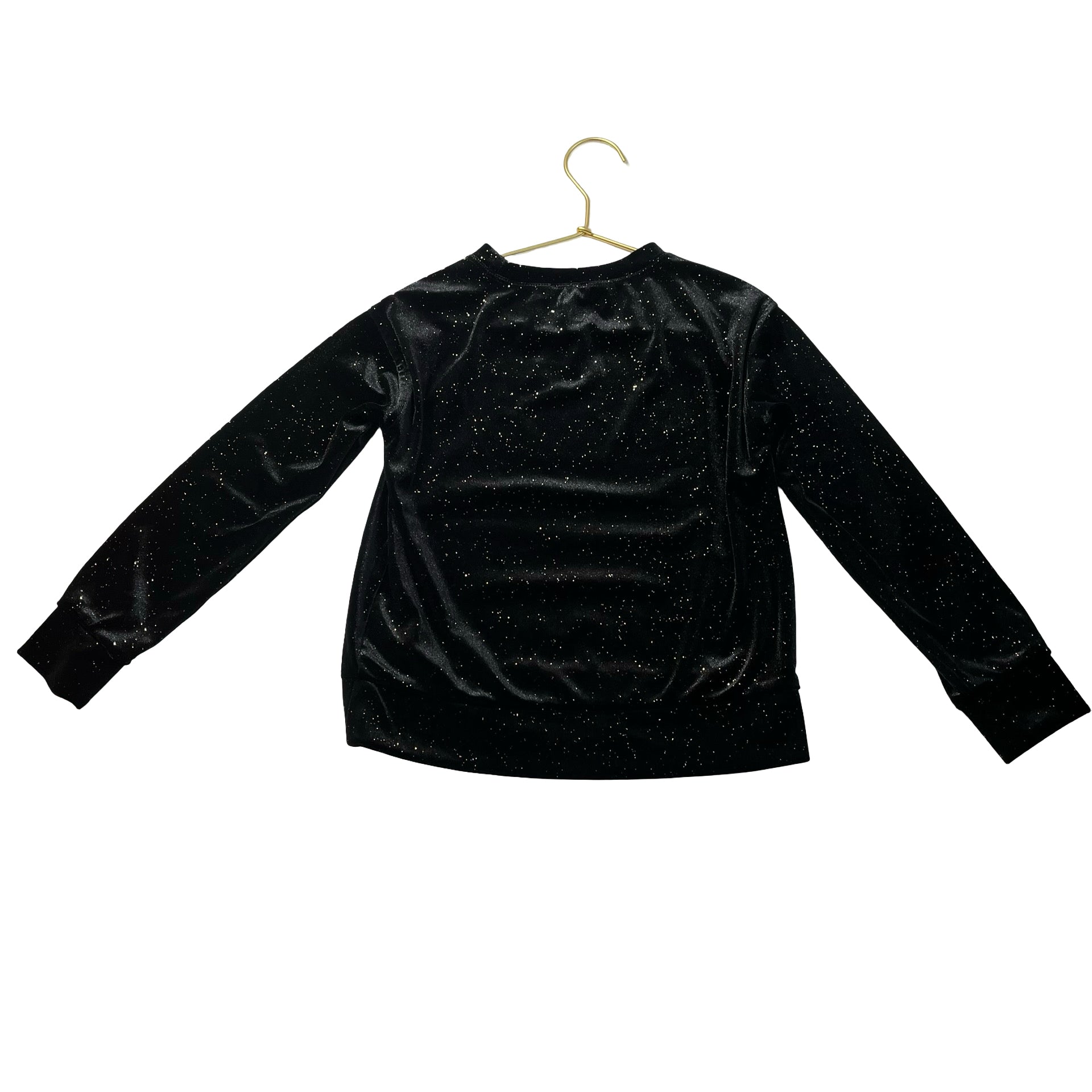 Crewcuts Black Velvet & Gold Sparkle Top - Size S 6-7