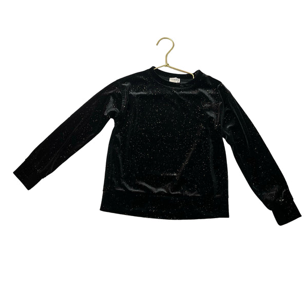 Crewcuts Black Velvet & Gold Sparkle Top - Size S 6-7