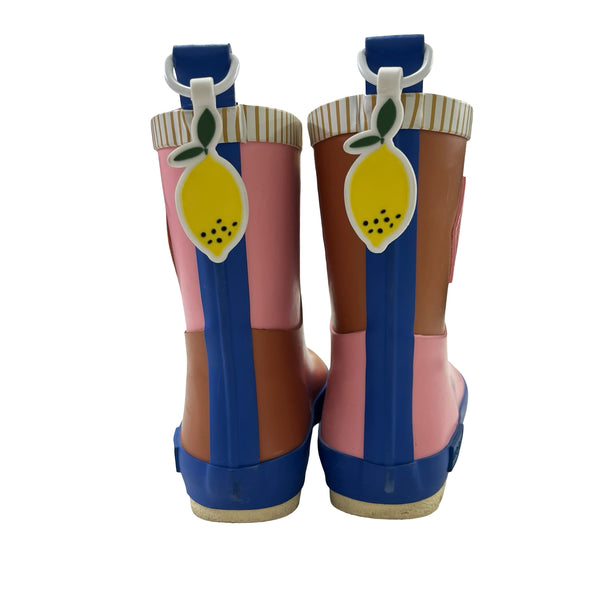 Sticky Lemon Pink, Tan, Blue Rain Boots - Size 27 (10)