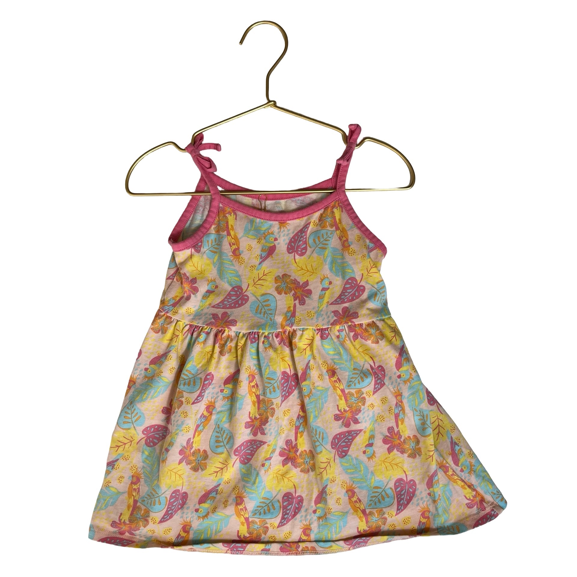 strapless open back dress Joe Fresh Pink & Aqua Tropical Floral Sleeveless Dress