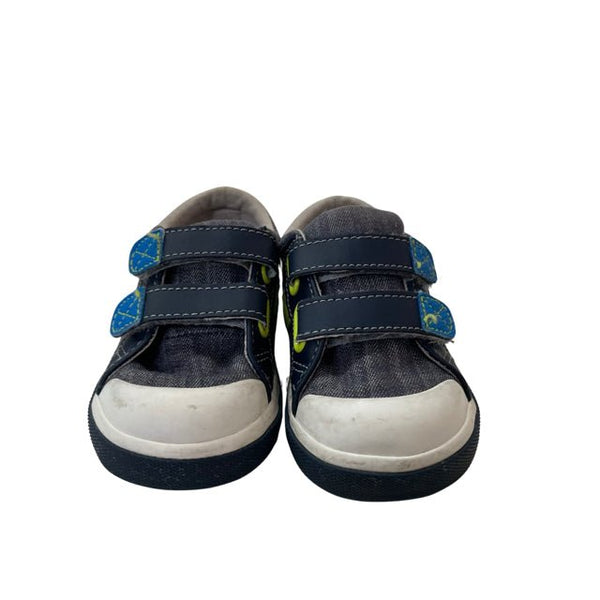 See Kai Run Navy & Lime Stripe Velcro Sneakers - Size 7 - Bounce Mkt