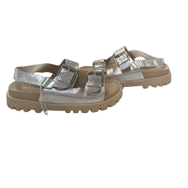 Zara Silver Sandals with Tags - Size 2.5Y (34) - Bounce Mkt