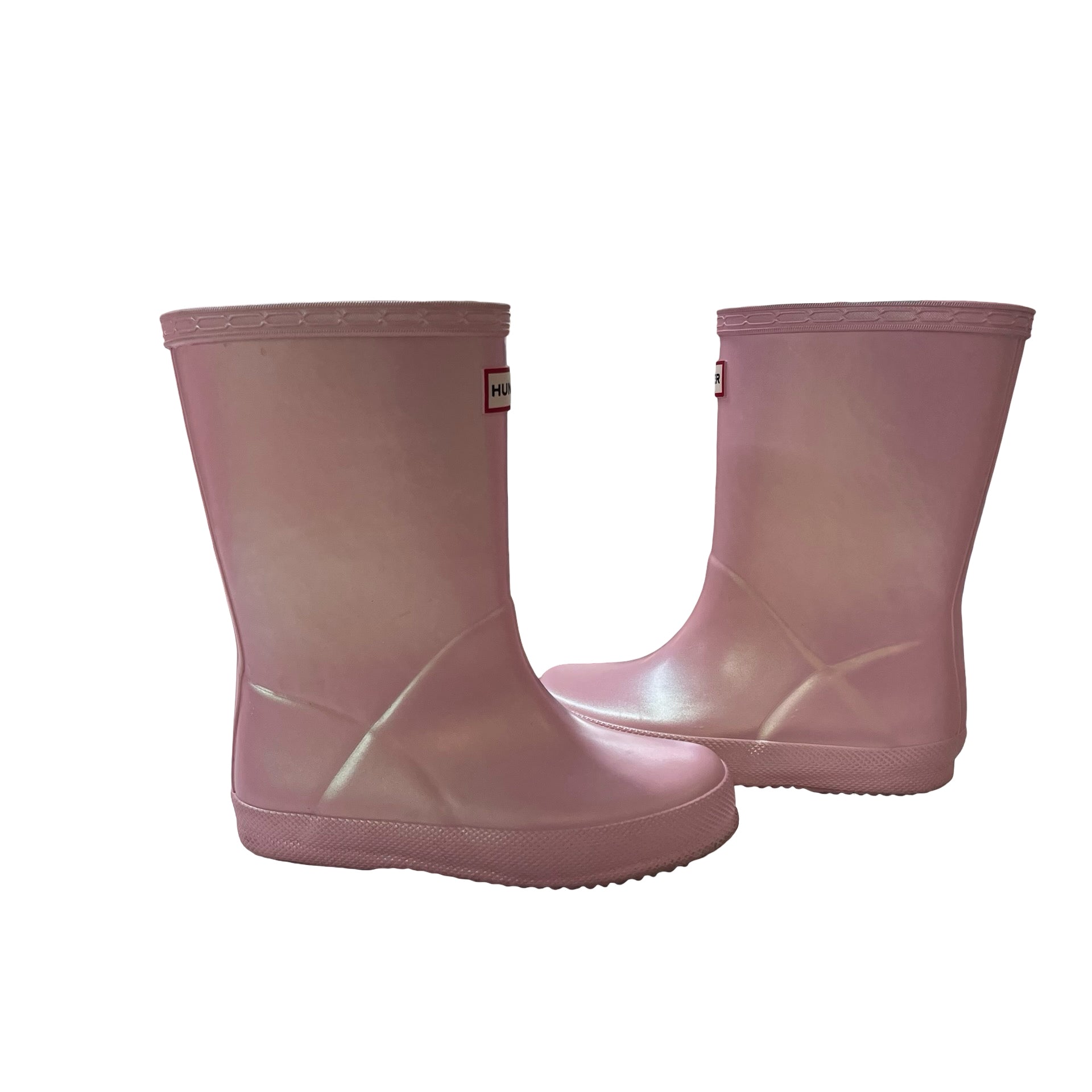 Hunter Pink Iridescent Rain Boots - Size US 10G/9B (UK 8 EU 25)