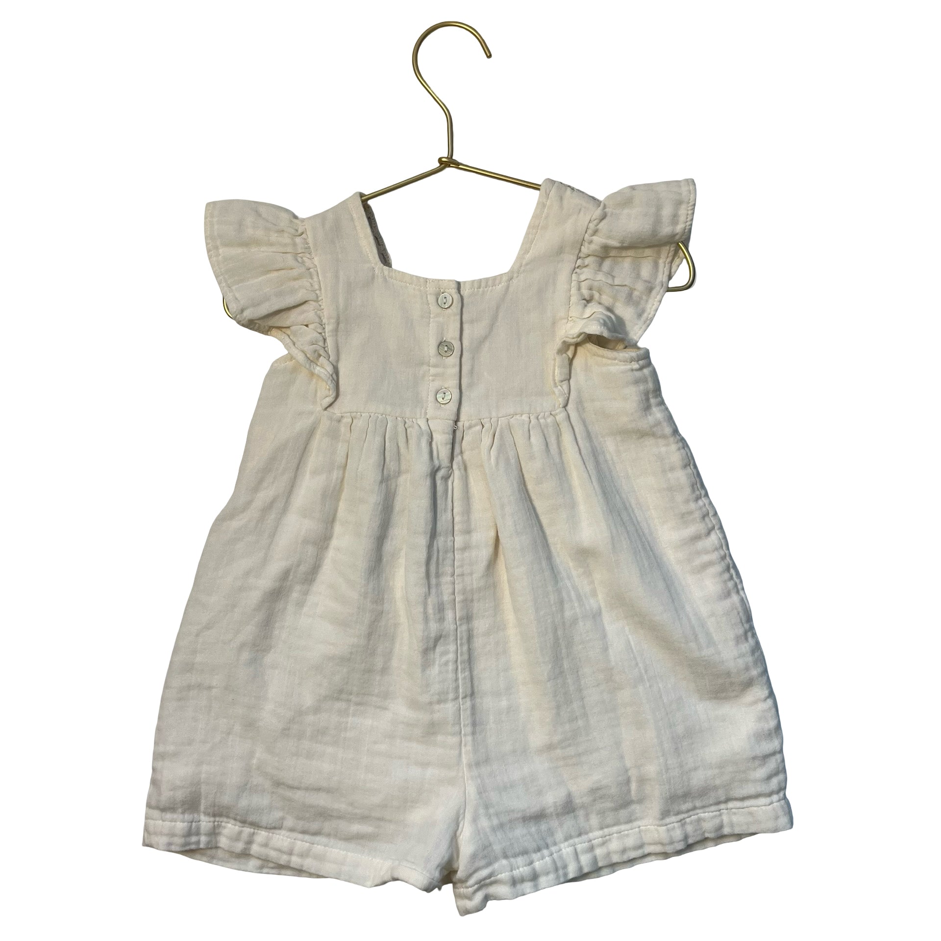 Zara Ivory Cotton Gauze & Crochet Dress - Size 2