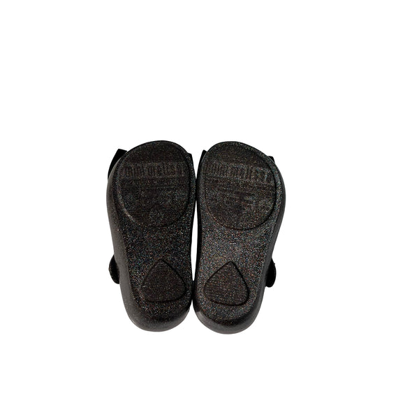 Mini Melissa Black Glitter Bow Shoes - Size 5
