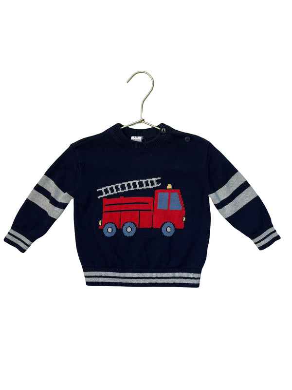 Baby Gap Navy Firetruck Cotton Sweater - Size 6-12 Mo