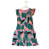 Tea Collection Pink, Green, Black Leaf Print Dress - Size 6