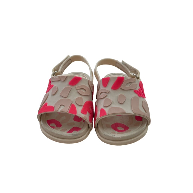 Mini Melissa x Vivienne Westwood Ivory & Hot Pink Animal Pattern Sandals -Size 5