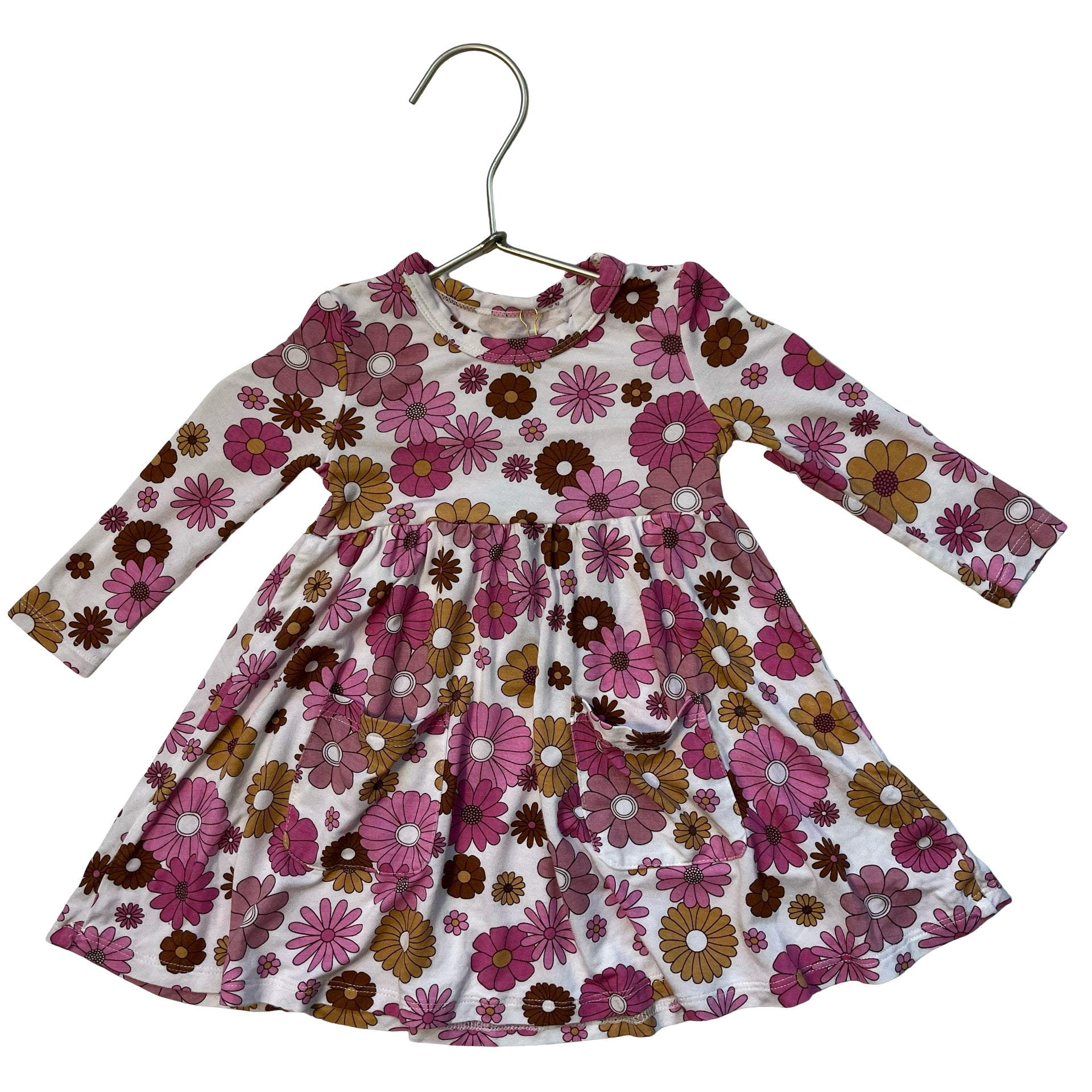 Angel Dear Ivory & Pink Flower Print Dress - Size 6-12 Mo