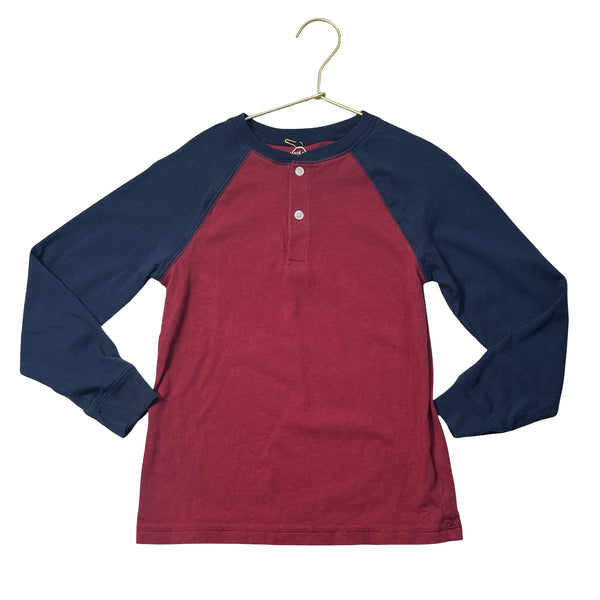 Janie and Jack Burgundy & Navy Henley Shirt - Size 7