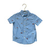 Janie and Jack Blue C heck Embroidered Fish Button Down Shirt - Size 2T