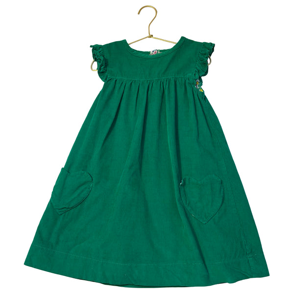 Mini Boden Green Heart Pocket Corduroy Dress - Size 5-6Y