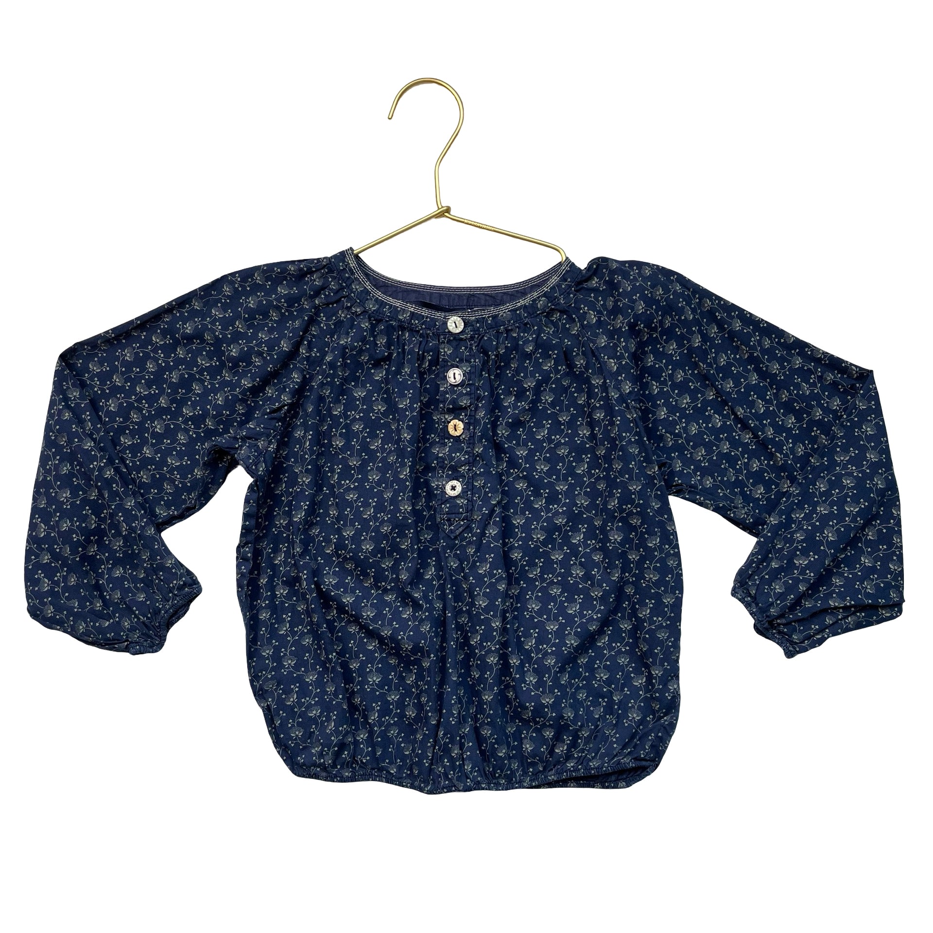 Ralph Lauren Navy & Ivory Floral Blouse - Size 4