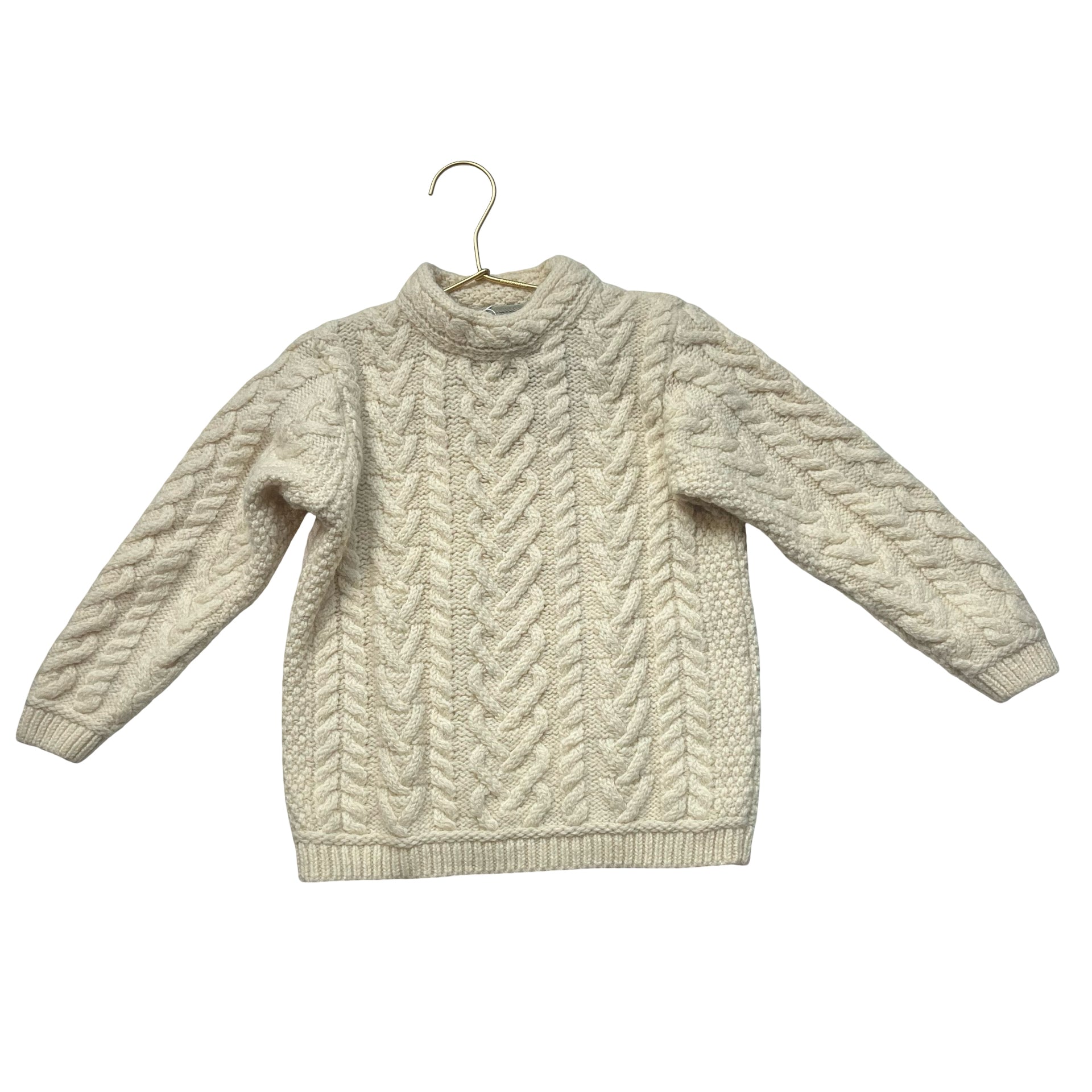 Aran Ivory 100% Wool Cable-Knit Sweater - Size 6-7Y