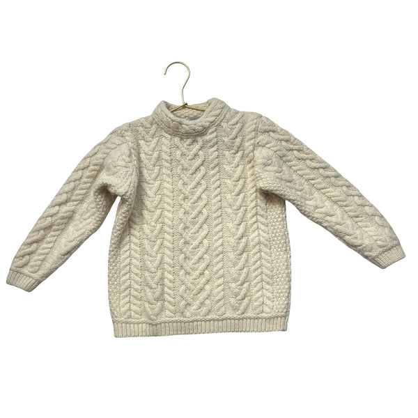 Aran Ivory 100% Wool Cable-Knit Sweater - Size 6-7Y