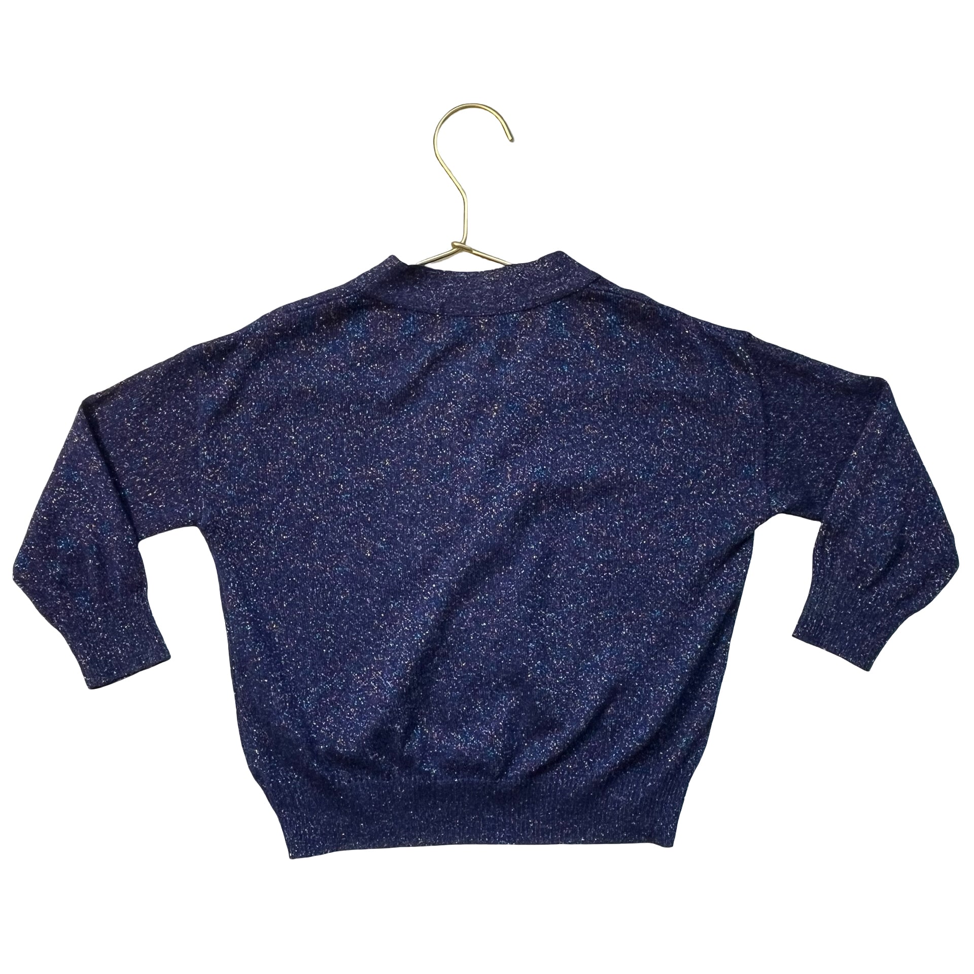 Tinycottons Navy & Multi-Color Metallic V-Neck Cardigan Sweater - Size 2Y