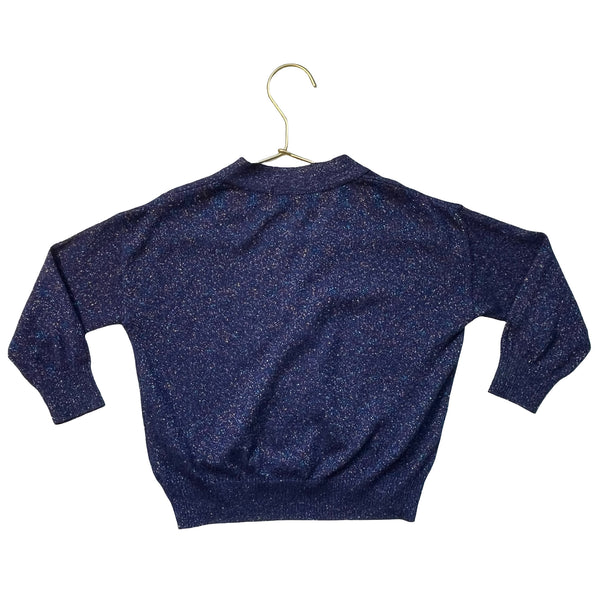 Tinycottons Navy & Multi-Color Metallic V-Neck Cardigan Sweater - Size 2Y