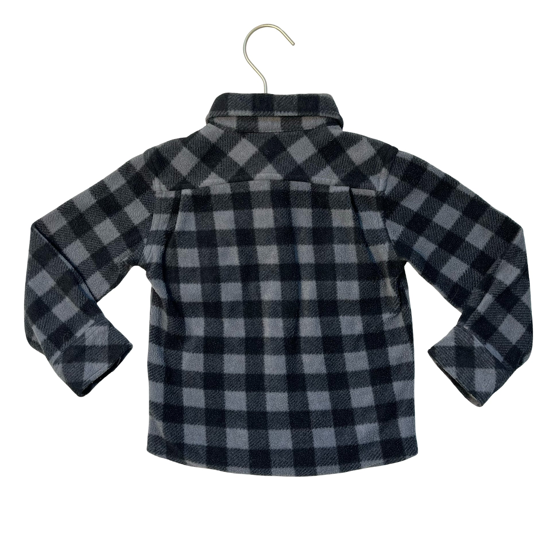 Appaman Gray & Black Check Fleece Button Down Shacket Shirt - Size 5