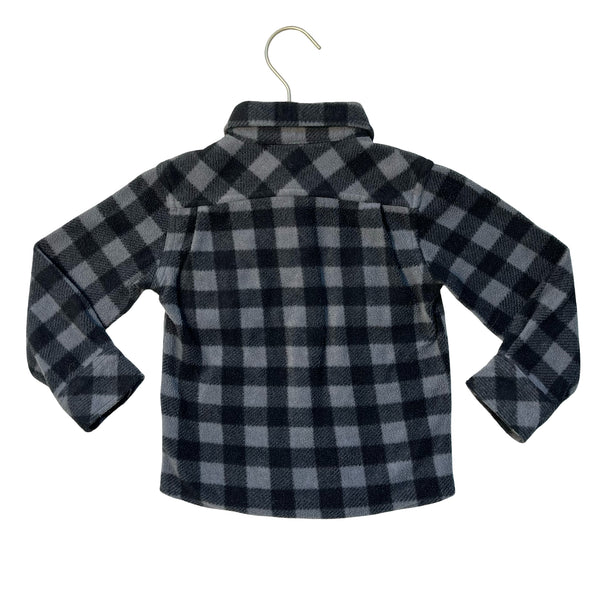 Appaman Gray & Black Check Fleece Button Down Shacket Shirt - Size 5
