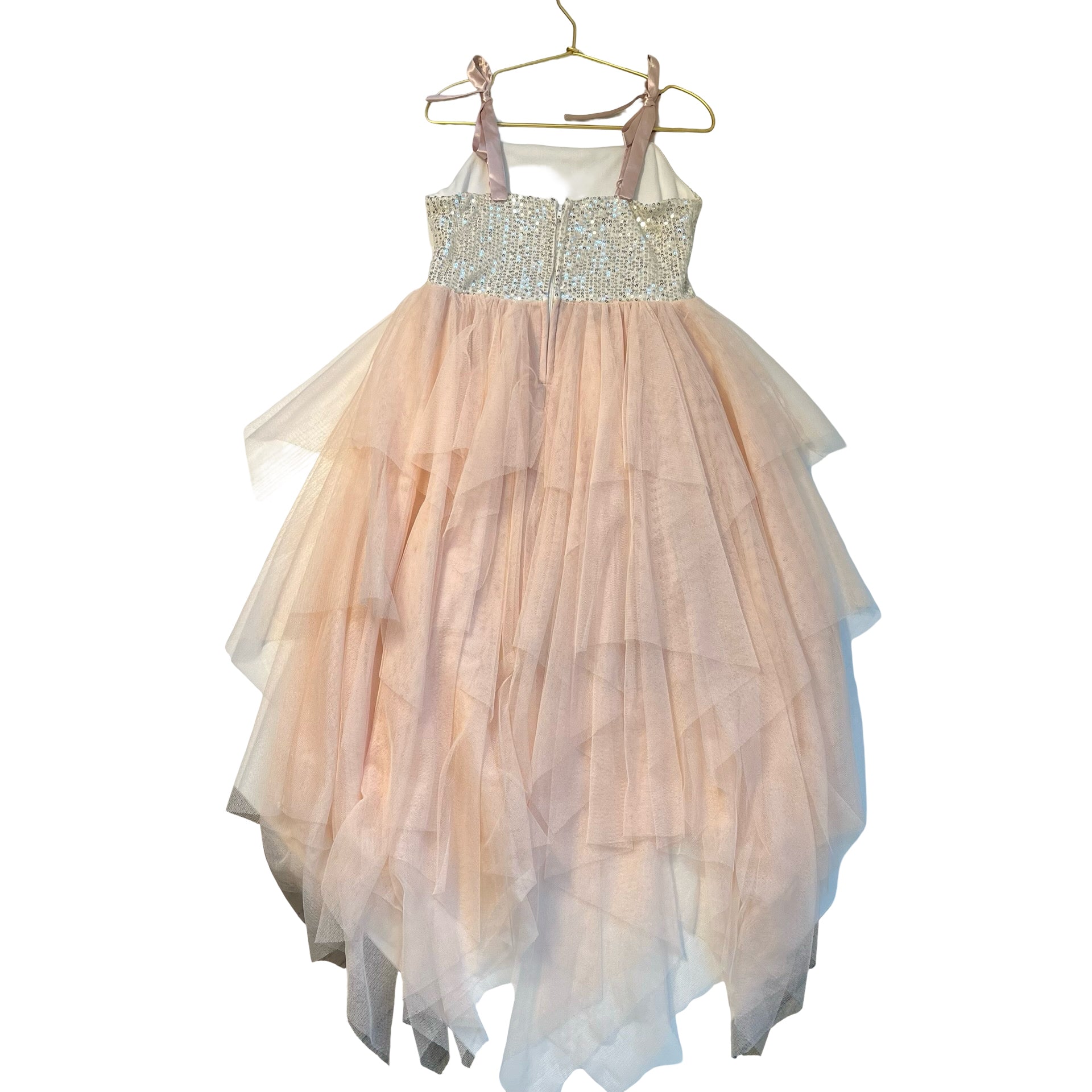 Nickie Lew Pink Tulle & Silver Sequin Dress - Size 8