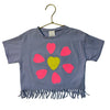 Zara Lavender Fringe Trim Crochet Heart T-Shirt - Size 3