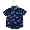 Janie and Jack Navy Shark Print Button Down Shirt - Size 2T