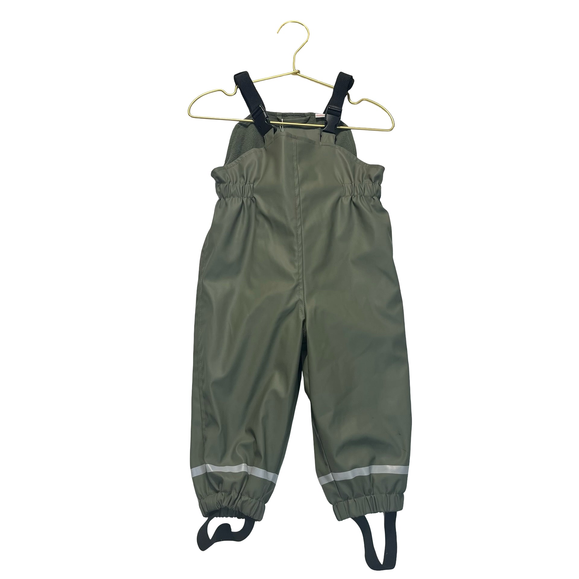 Zara Fleece-Lined Olive Green Rain Bib - Size 1.5Y