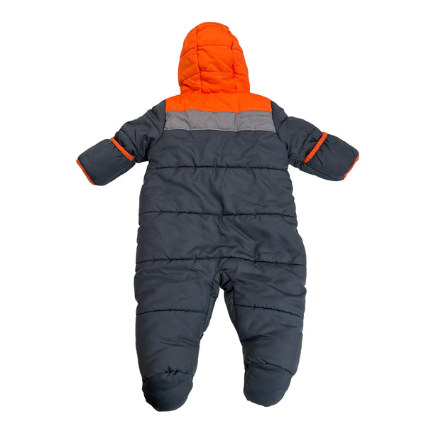 Weatherproof Gray and Orange Insulated Bunting - Size 3-6 Mo