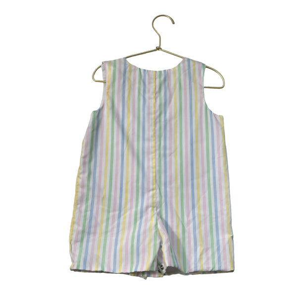 Beaufort Bonnet Pastel Striped Train Applique Shortall Romper - Size 2T