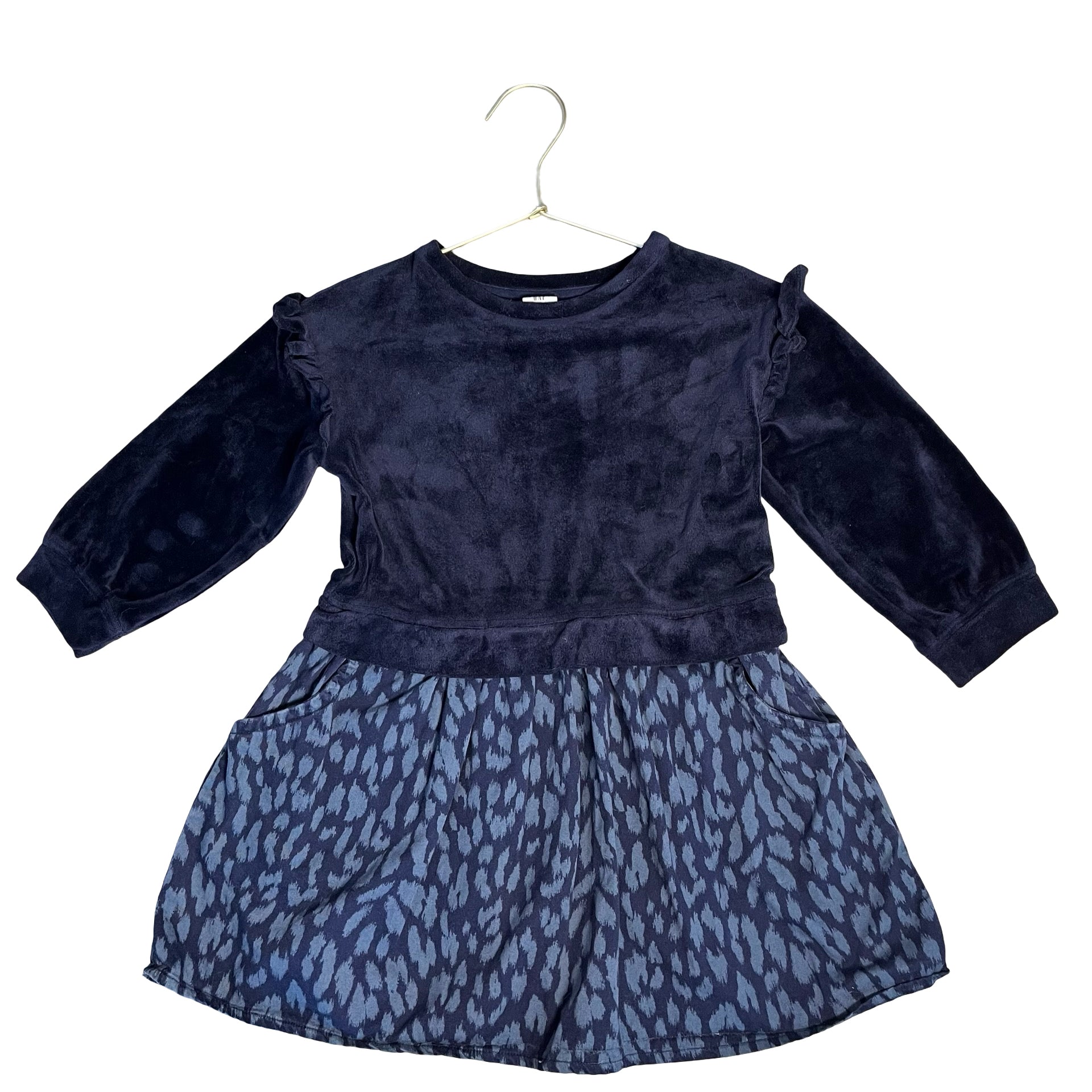 Baby Gap Navy Animal Pattern & Velour Dress - Size 4