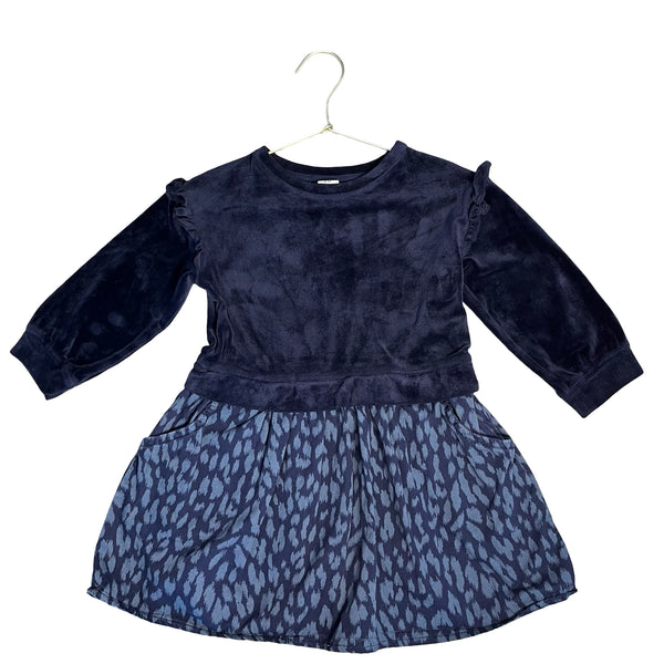Baby Gap Navy Animal Pattern & Velour Dress - Size 4