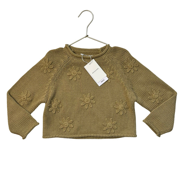 Mango Khaki Flower 100% Cotton Sweater - Size 5-6