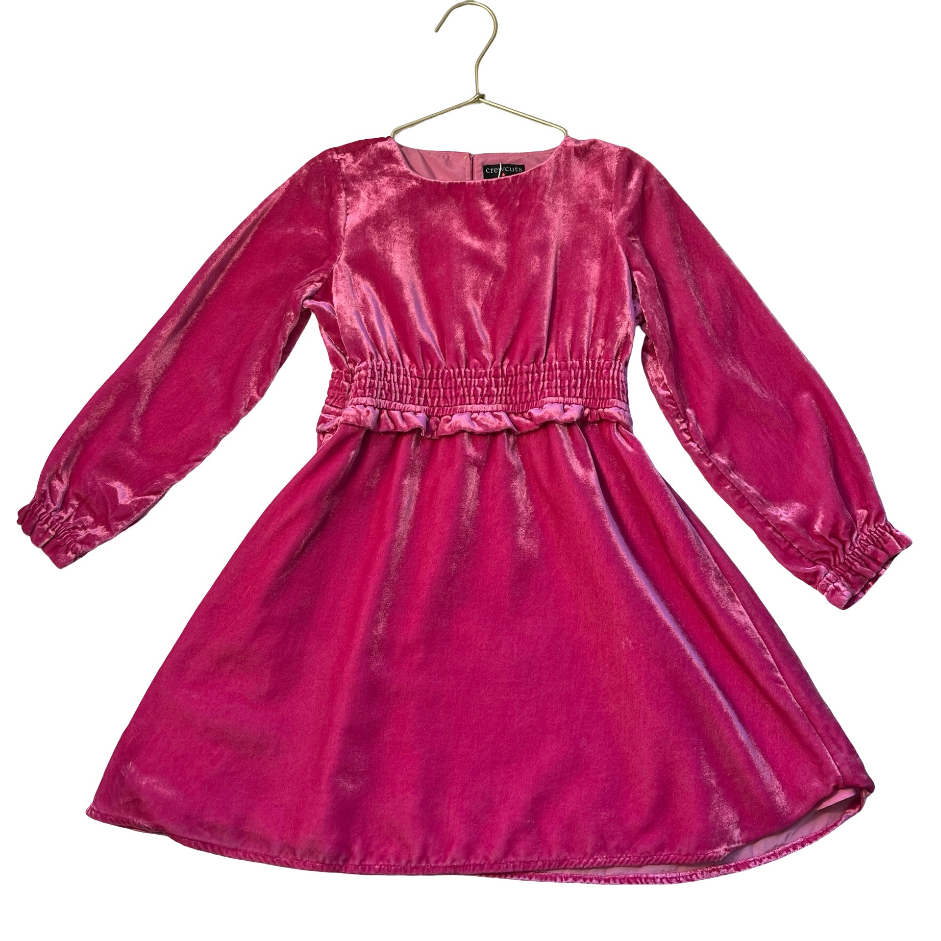 Crewcuts Pink Crushed Velvet Dress - Size 7