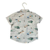 Old Navy Ivory Bunny Construction Truck Print Button Down Shirt - Size 18-24 Mo