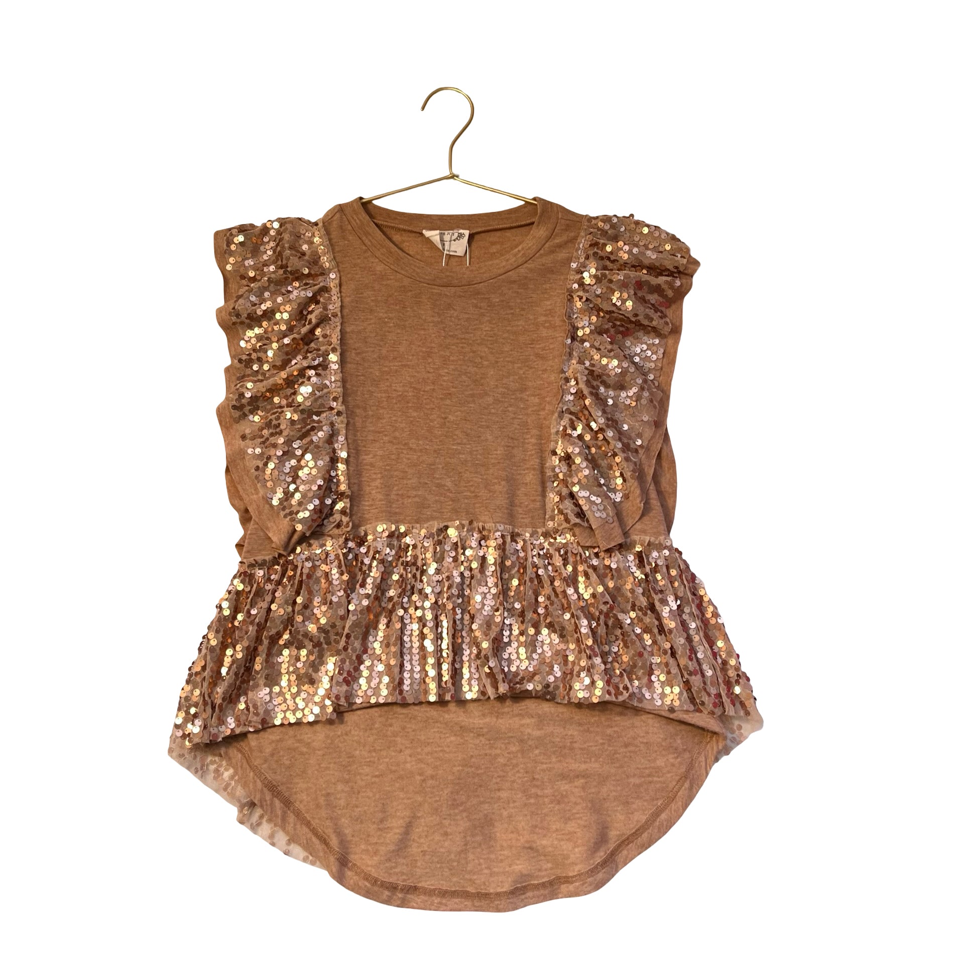 Mia Joy Brown Sequin Tunic Top - Size 8