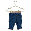 Baby Boden Flower Print Jersey Lined Denim Jeans - Size 3-6 Mo