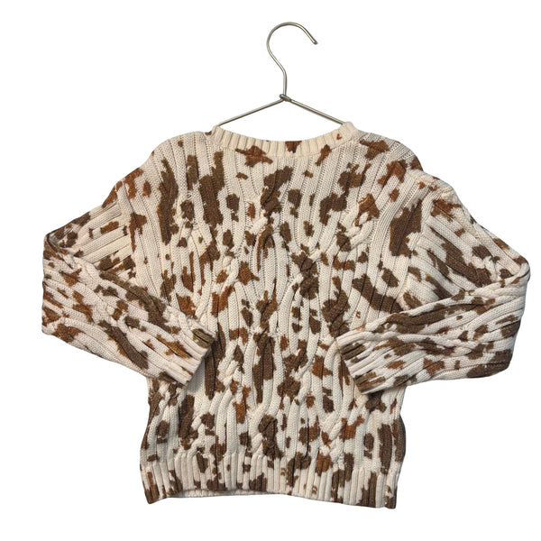 Bonton Ivory & Brown Tie-Dye Cable-Knit Sweater - Size 6