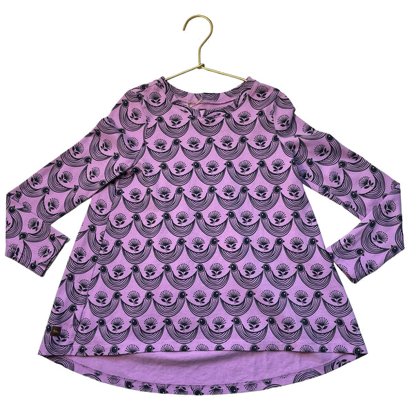 Tea Collection Purple Bird & Flower Pattern Tunic Top - Size 7