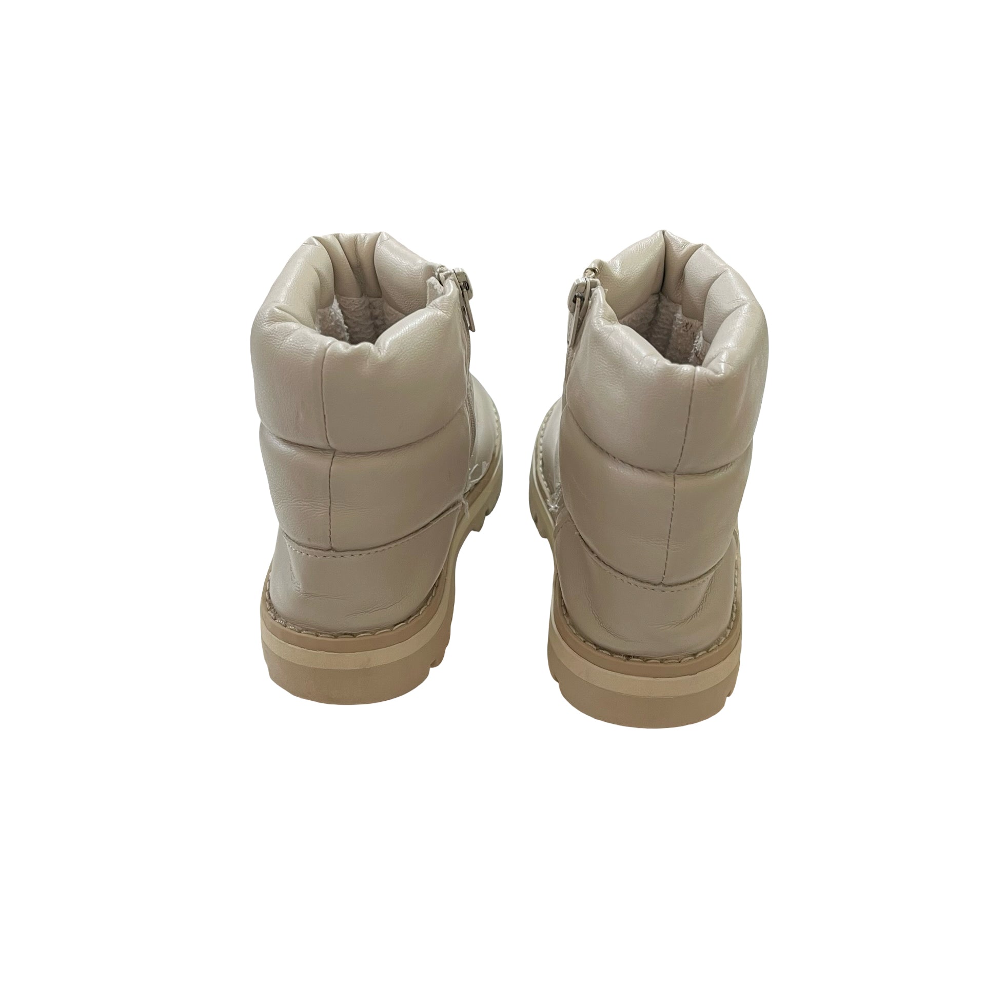 Zara Ivory Faux Leather Puffer Boots - Size 25 (9)