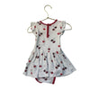 Kyte White & Red Cherry Print Bodysuit Dress - Size 12-18 Mo
