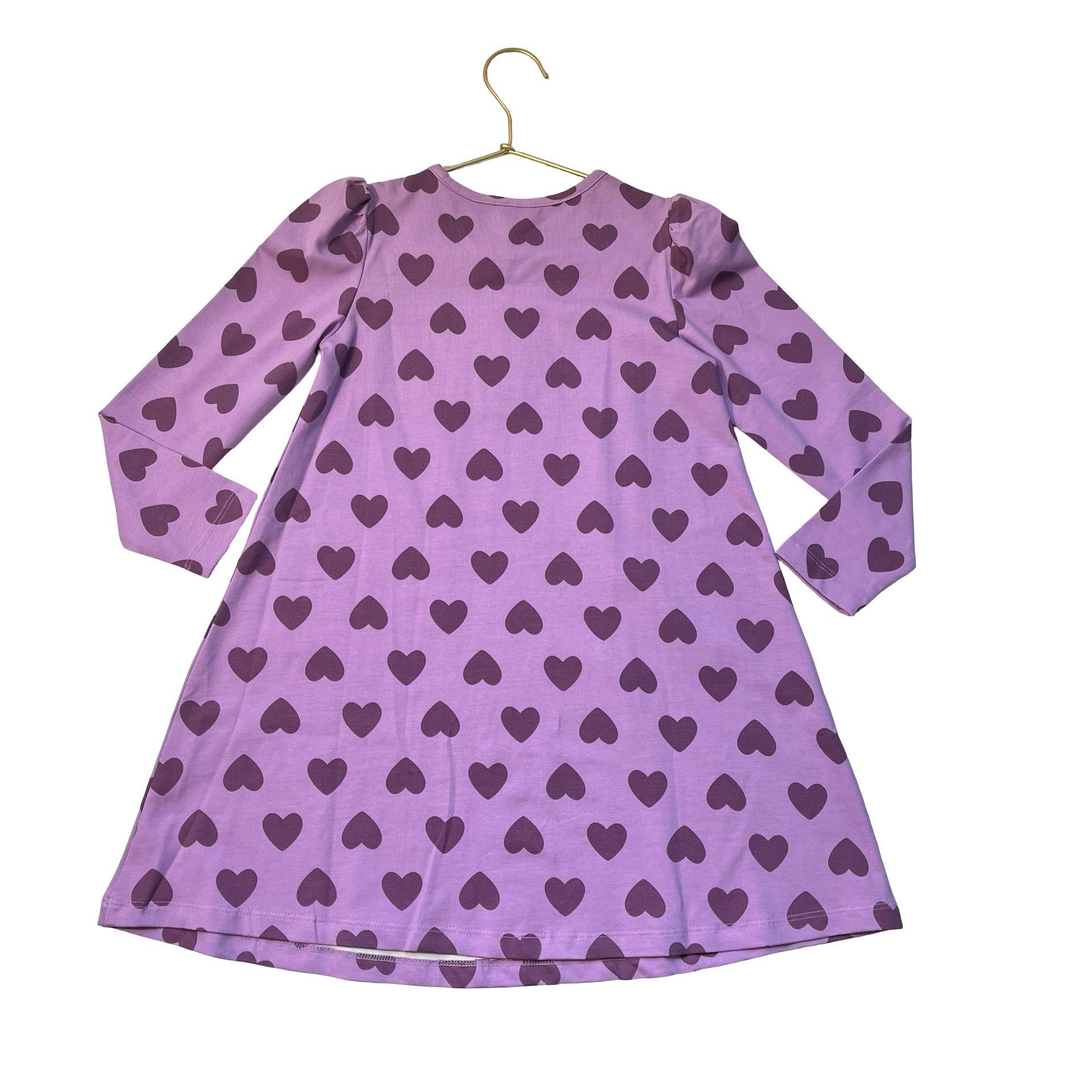 Hanna Andersson Lavender & Plum Heart Print Dress - Size 6-7