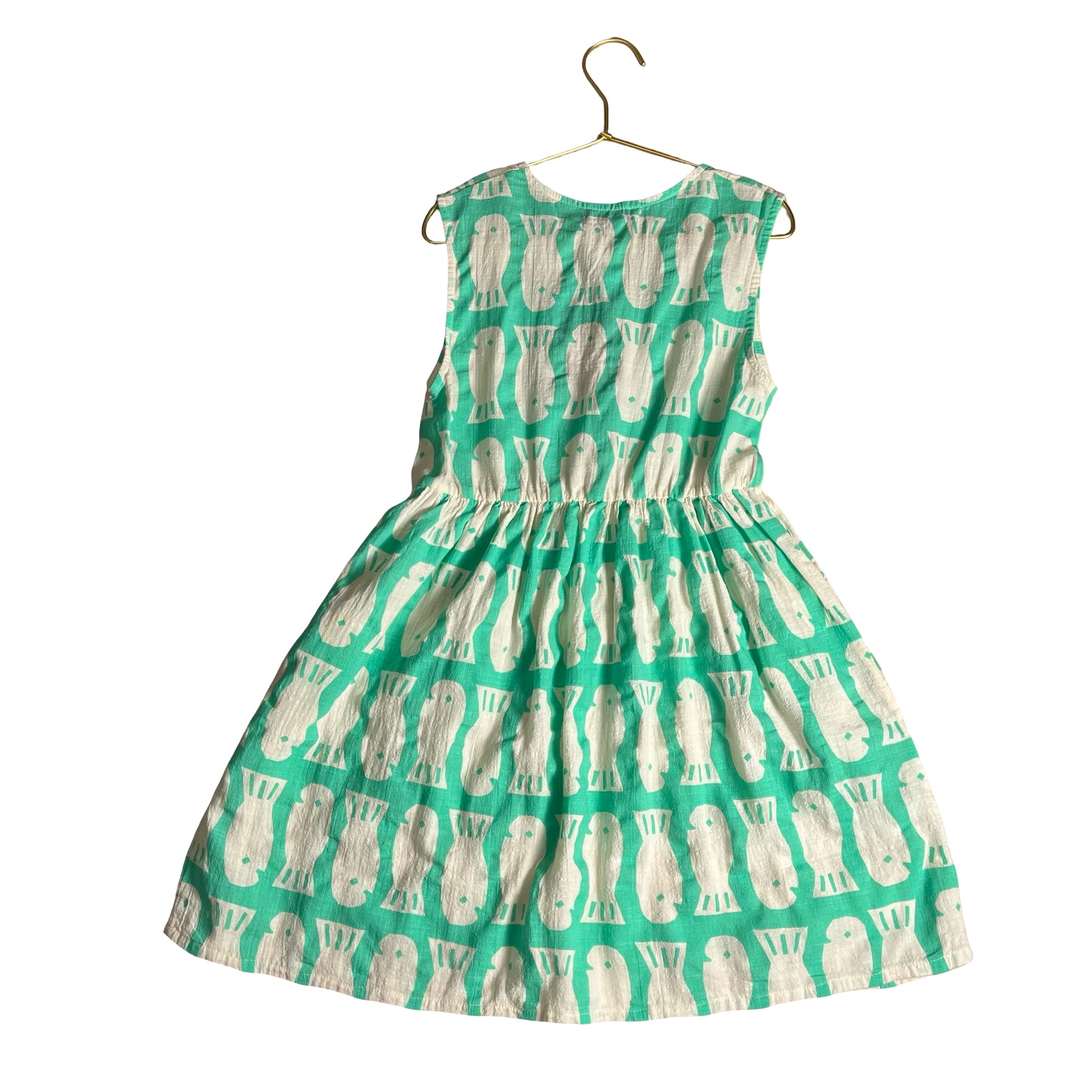 Bobo Choses Green & Ivory Fish Pattern Dress - Size 6-7Y