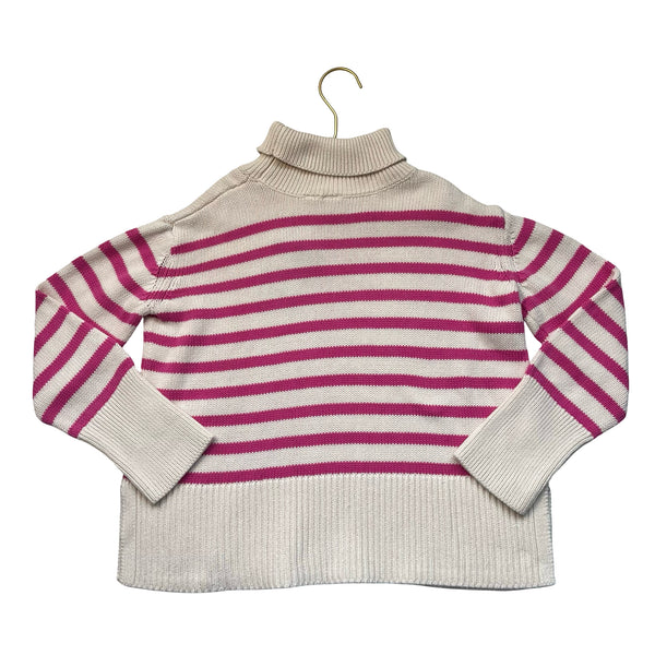 Gap Kids Ivory & Pink Striped Cotton Turtleneck Sweater - Size M 8