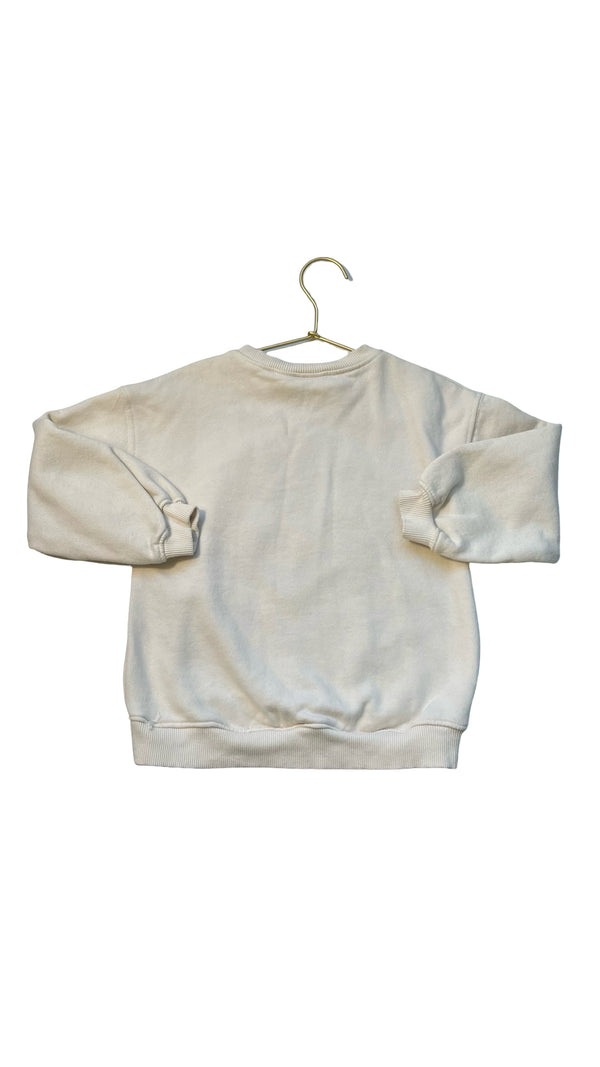 Zara Ivory & Leopard Heart Sweatshirt - Size 6