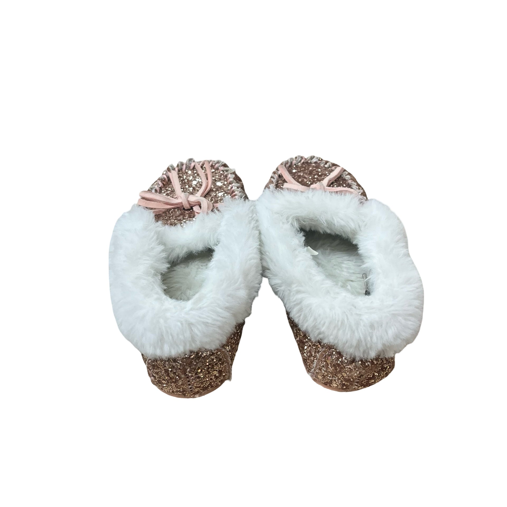 Crewcuts Faux Fur Lined Pink Glitter Slippers - Size K13