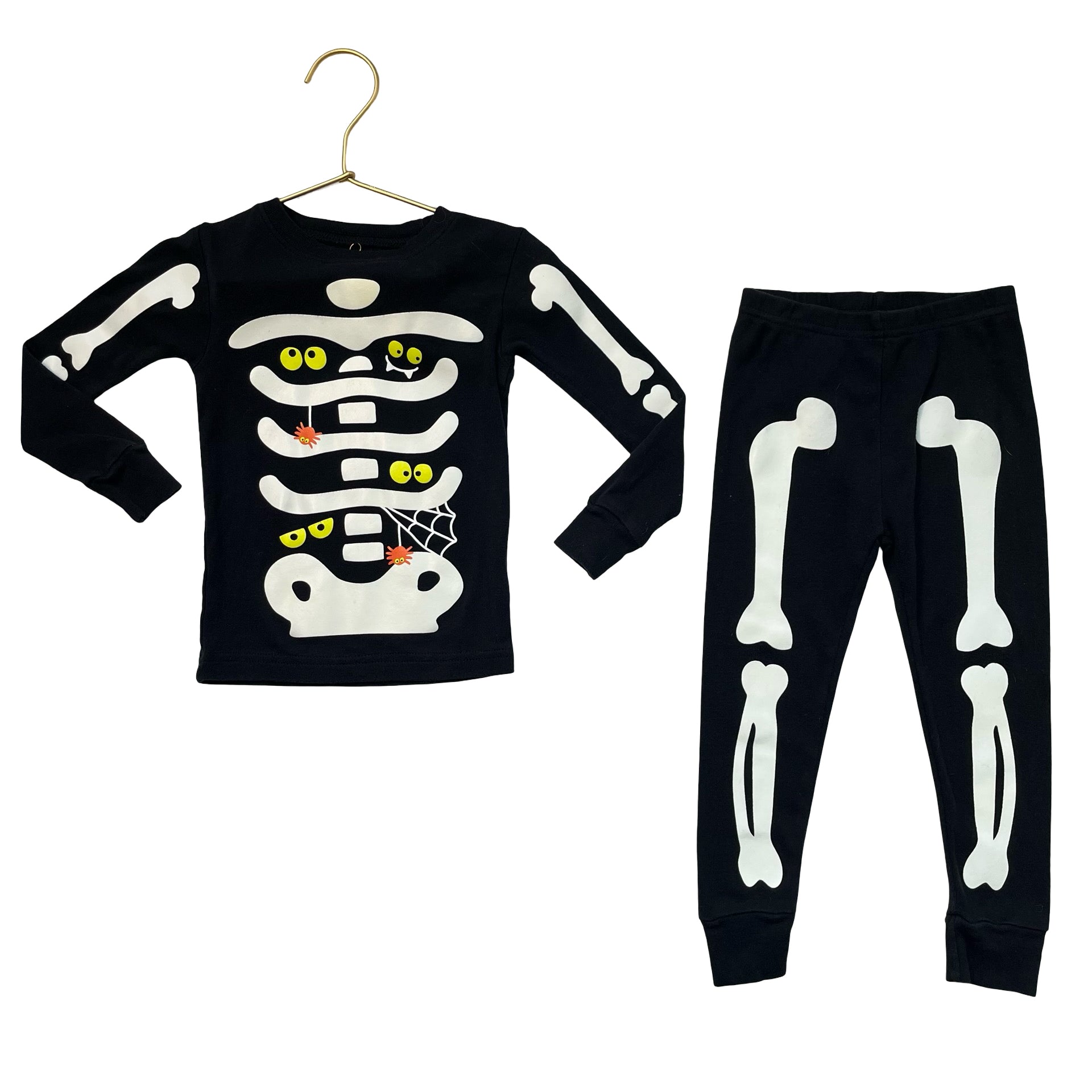 Carter's Black Skeleton Halloween PJs - Size 24 Mo