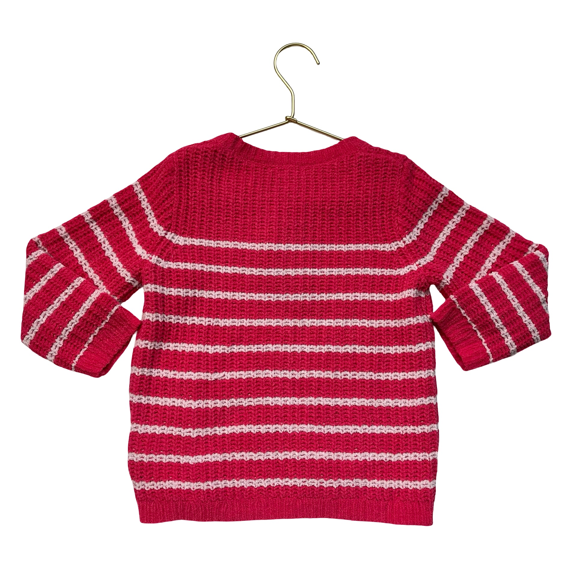 Crewcuts Pink Striped Chenille Sweater - Size XS 4-5