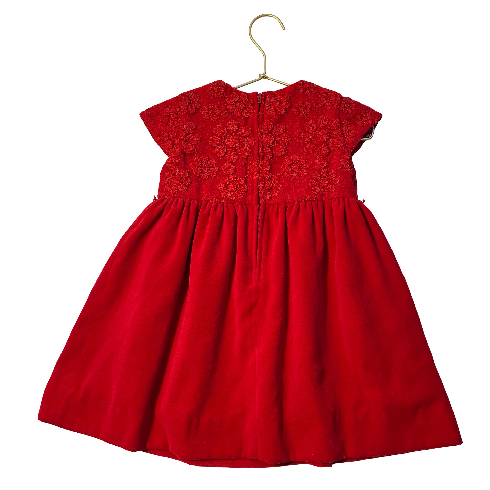 Florence Eiseman Red Velvet & Lace Dress - Size 3T