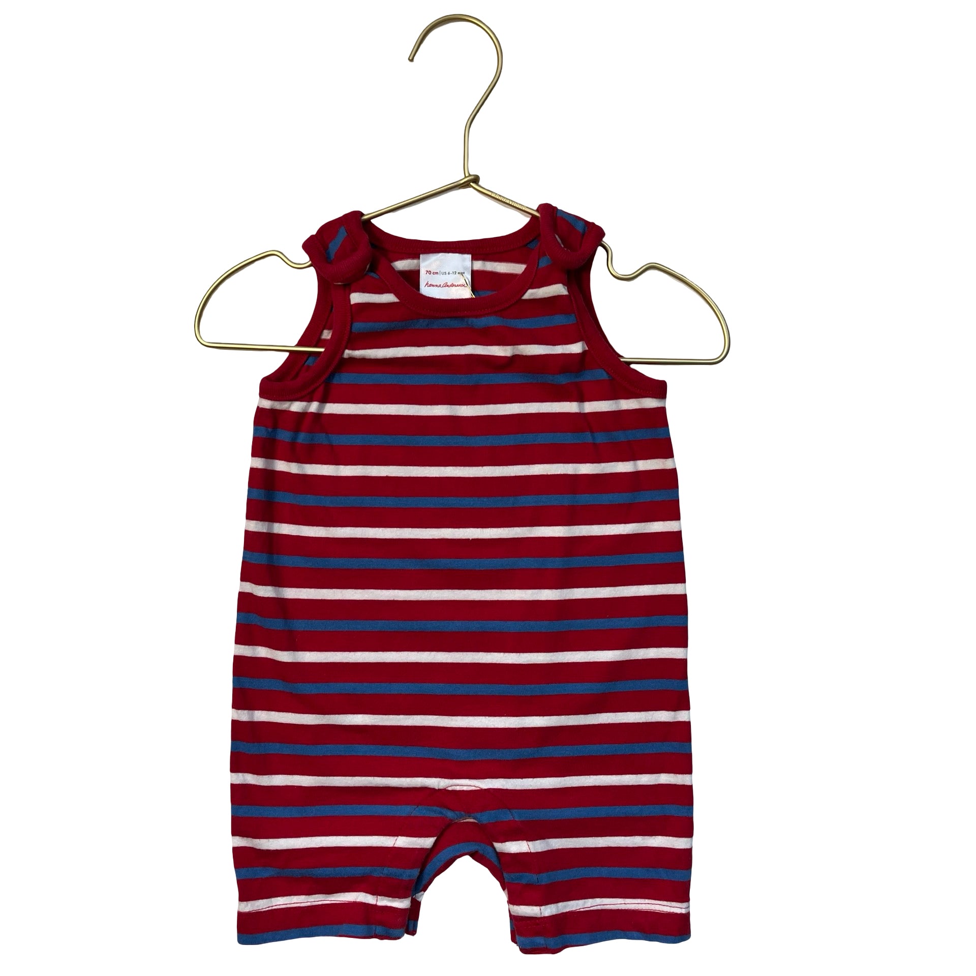 Hanna Andersson Red, White, Blue Striped Romper - Size 6-12 Mo