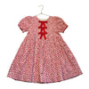 Pink Chicken Ivory & Red Heart Print Dress, Red Bows - Size 6Y